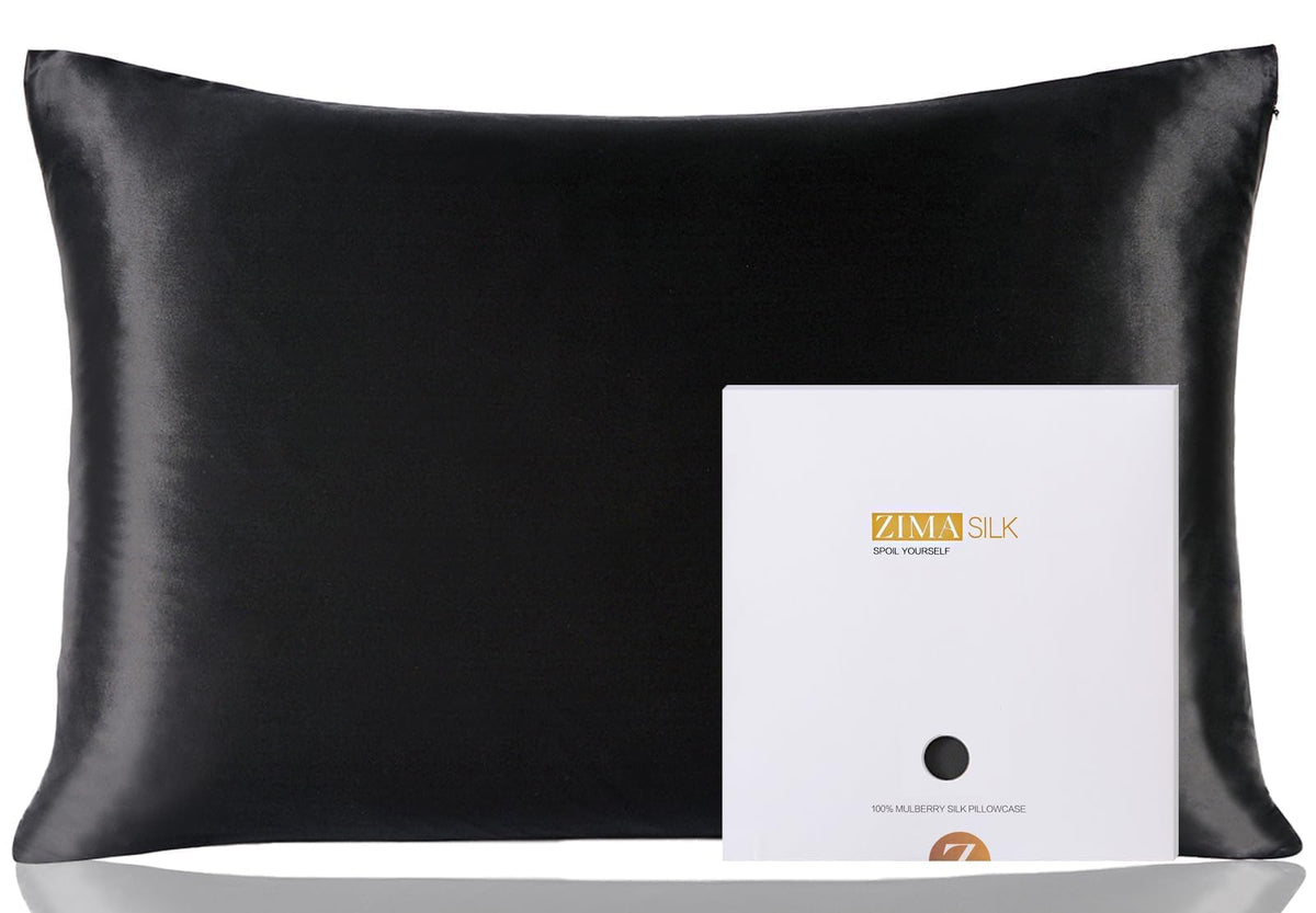 ZIMASILK queen size black pillowcase with hidden zipper for secure sleep