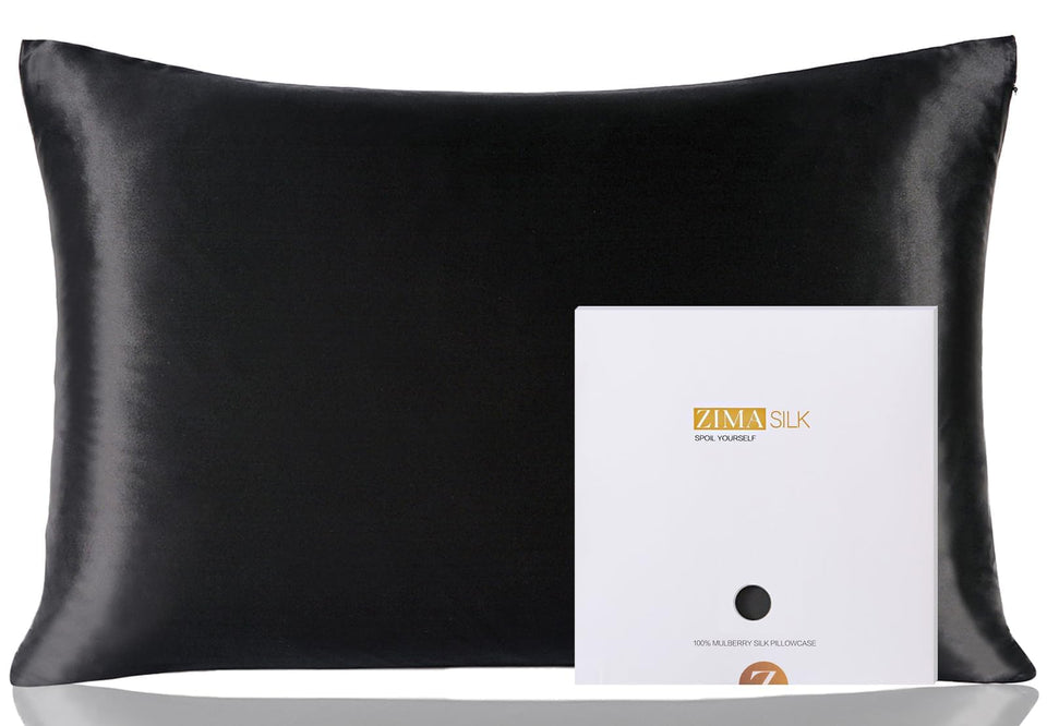 ZIMASILK queen size black pillowcase with hidden zipper for secure sleep