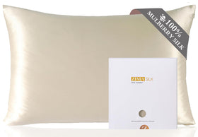 ZIMASILK beige pillowcase showing soft silky texture for gentle skin contact.