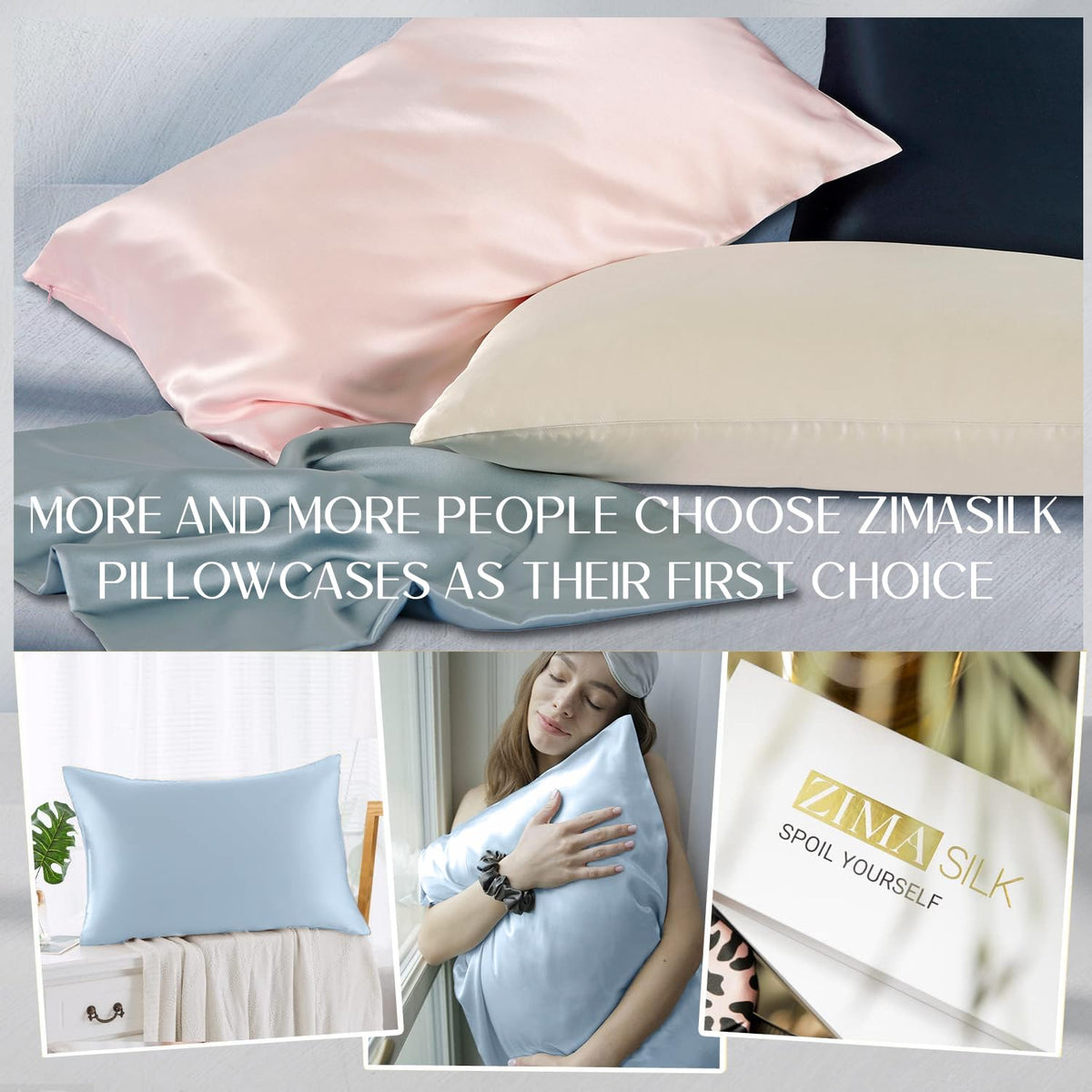 ZIMASILK pillowcase standard 20x26 size fits most pillows securely.