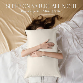 ZIMASILK silk pillowcase on bed highlighting gentle touch