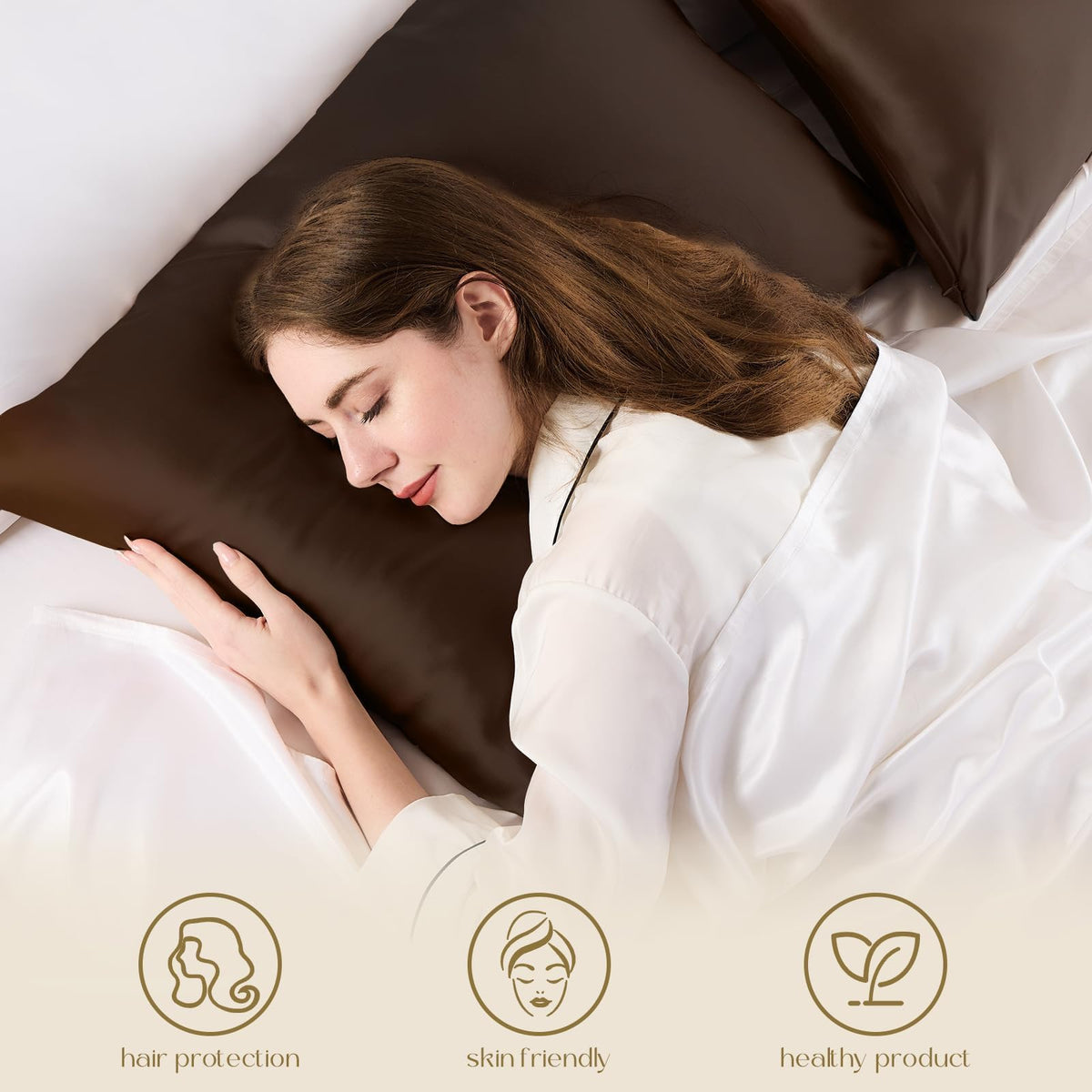 Standard 20x26 chocolate pillowcase with a silky, even finish.