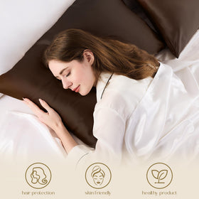Standard 20x26 chocolate pillowcase with a silky, even finish.