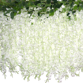 ZINHO white wisteria garland with 60 branches for lush wedding arch décor