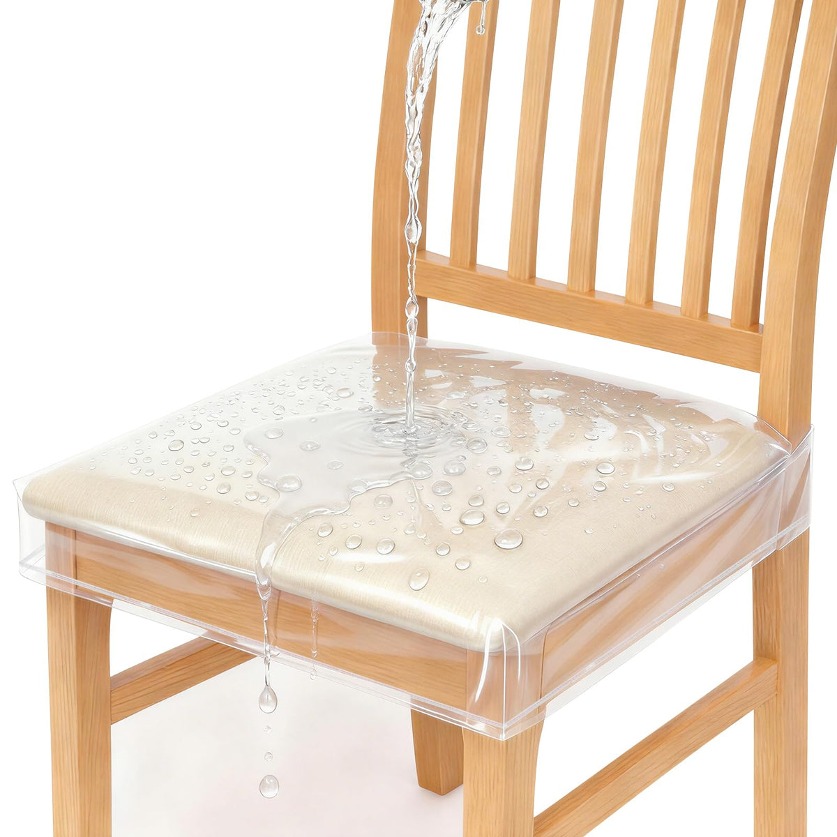 Zipcase clear chair slipcover set on dining chairs protects from spills with an invisible layer