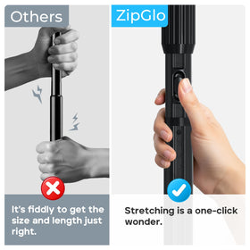 ZipGlo end caps distribute pressure to protect walls.