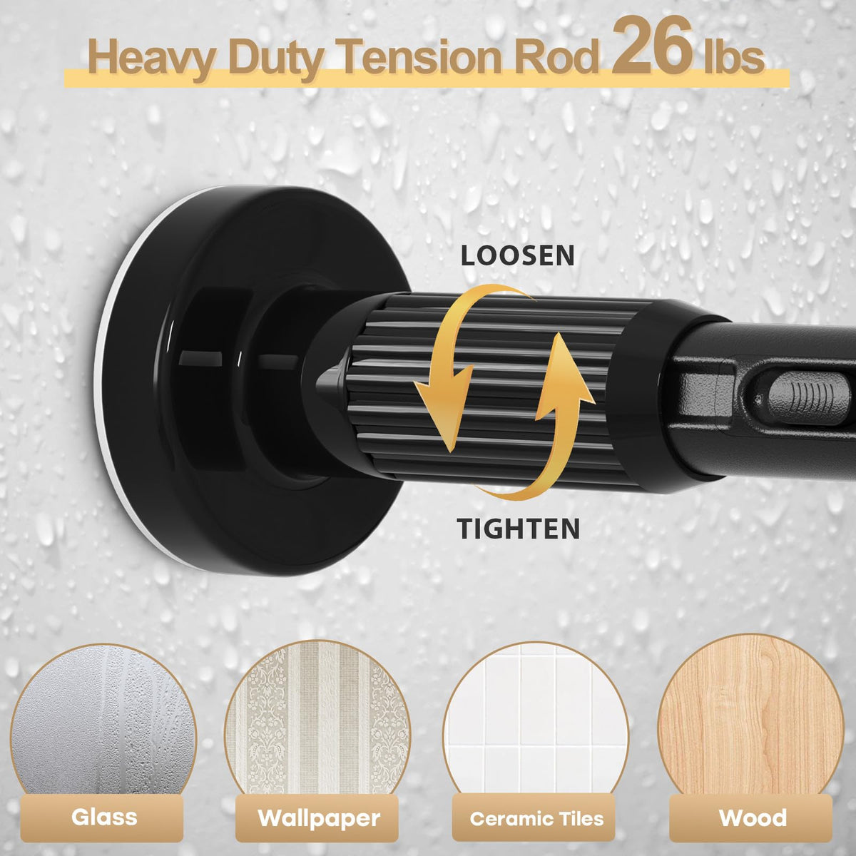 ZipGlo heavy-duty rod 1.26 inch diameter supports heavy drapes.
