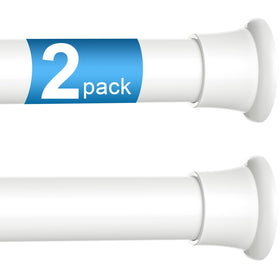 ZipGlo tension rod in white extended to fit 30-62 inches for windows.