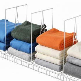 Ziroland white wire shelf divider front view for neat, accessible stacks.