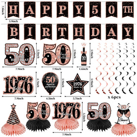 Zirtorei Happy 50th Birthday banner in rose gold elevates party décor