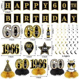 Zirtorei 60th birthday backdrop in black and gold for stylish party scenes.