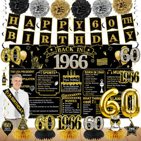 Zirtorei 60th birthday banner in black and gold, ideal photo backdrop.