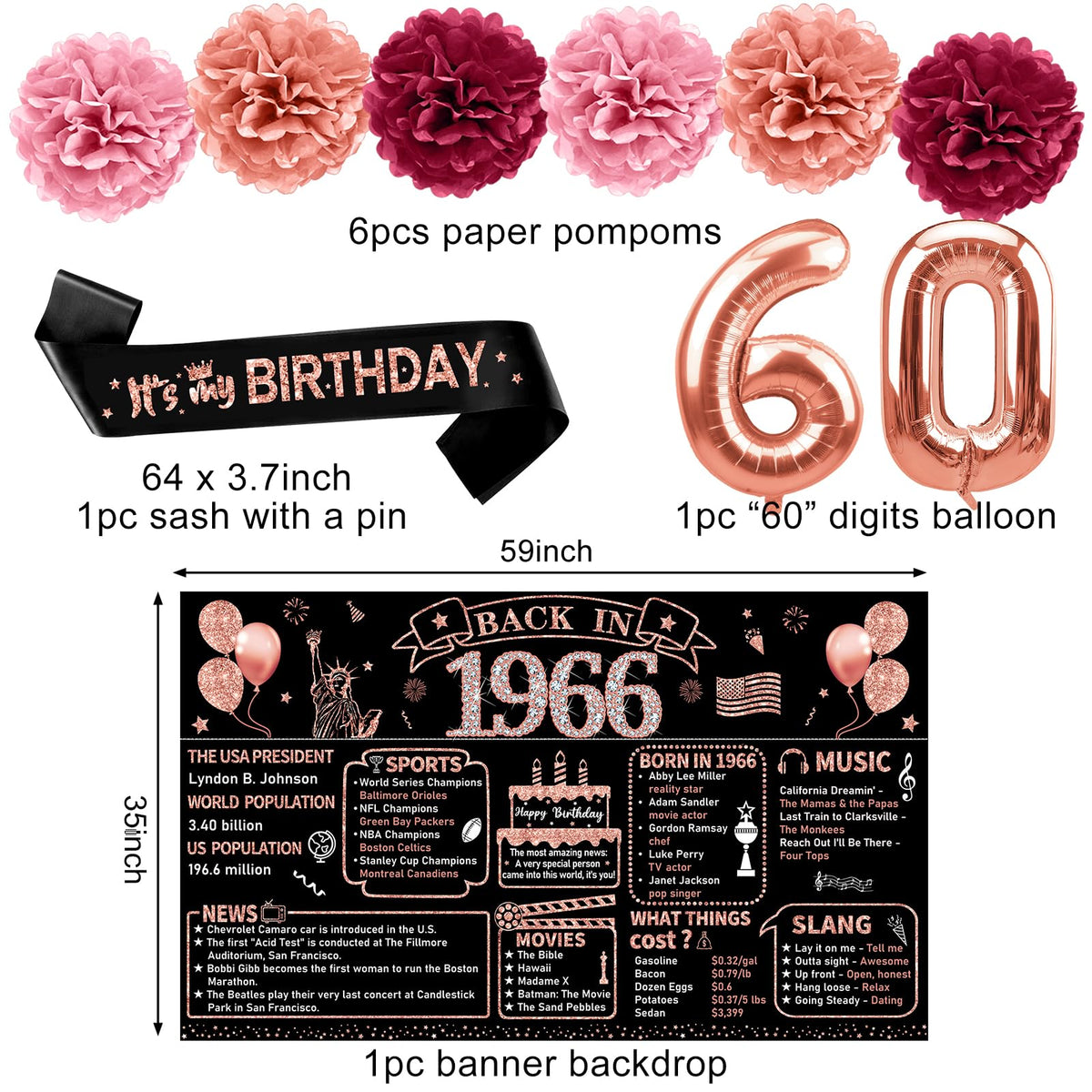 Zirtorei foil 60 balloon provides a shiny focal point for the celebration