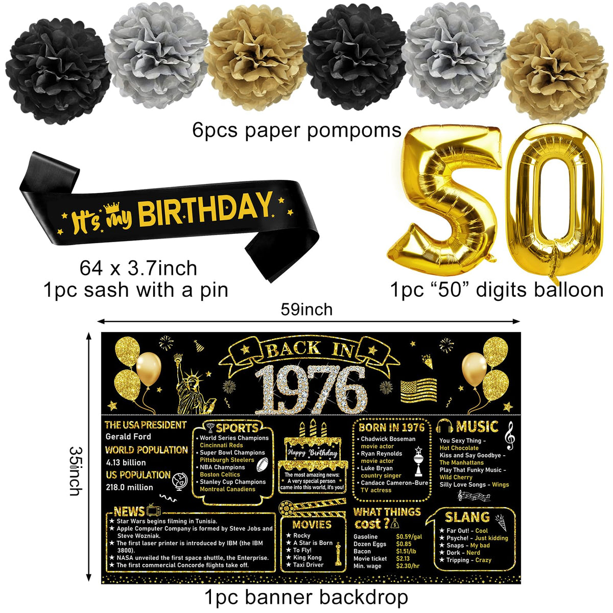 Zirtorei foil 50 balloon adds a bold center for the party