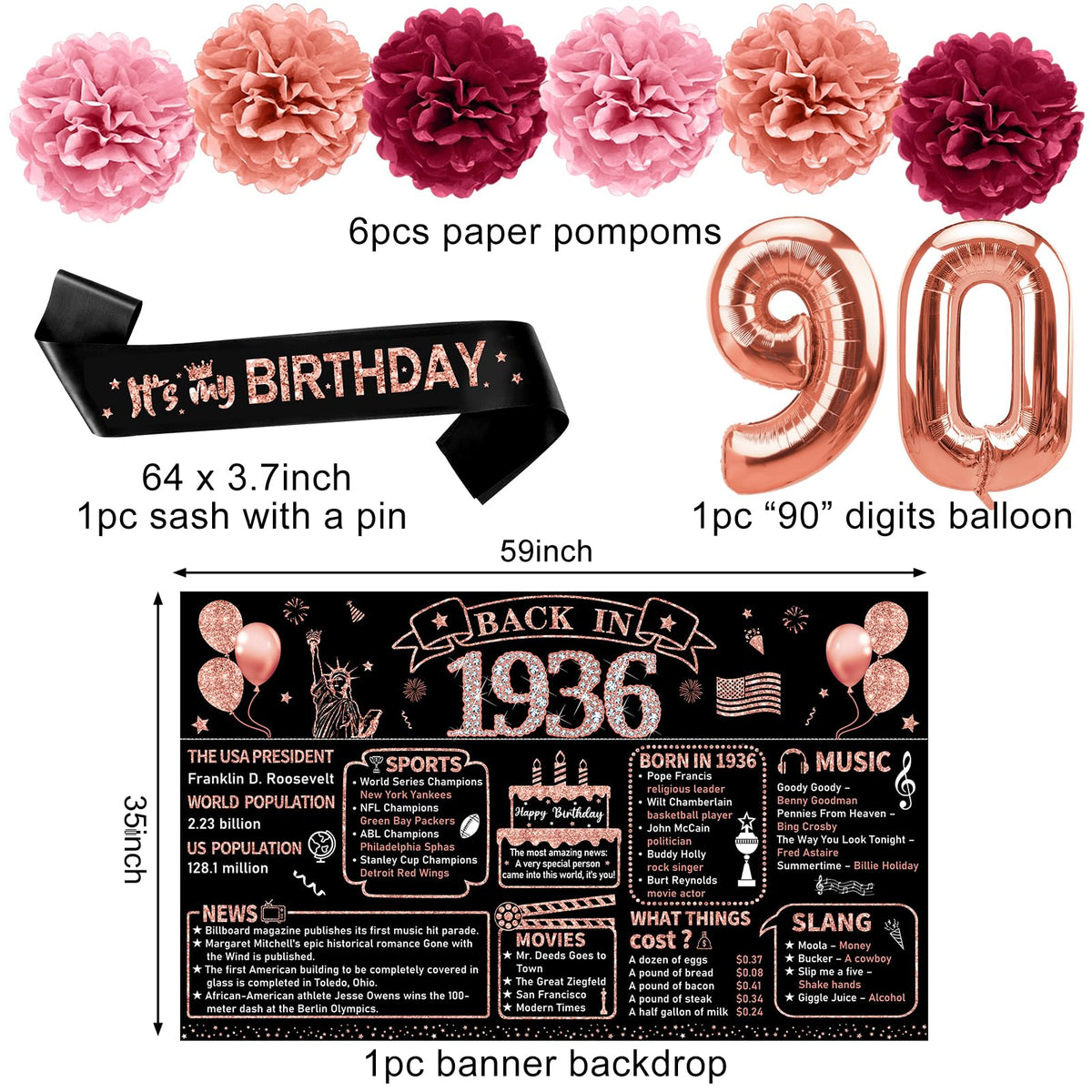 Zirtorei foil 90 balloon serves as a bold celebration centerpiece.