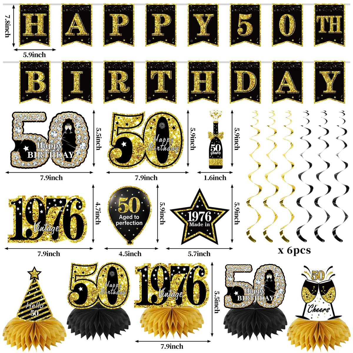 Zirtorei banner with HAPPY 50th BIRTHDAY text, creates a focal wall