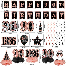 Zirtorei 'HAPPY 90th BIRTHDAY' banner adds a chic focal point.