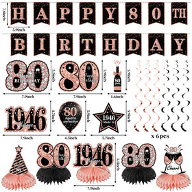 Zirtorei rose gold 80-year foil balloon for milestone photos.