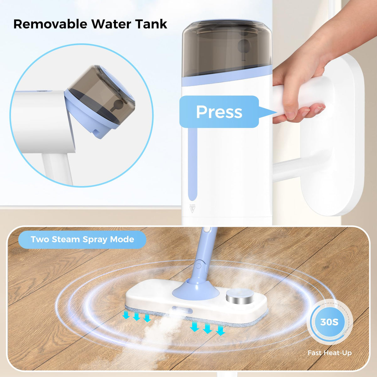 Zisgner steam mop 10-in-1 attachments expand home cleaning versatility.