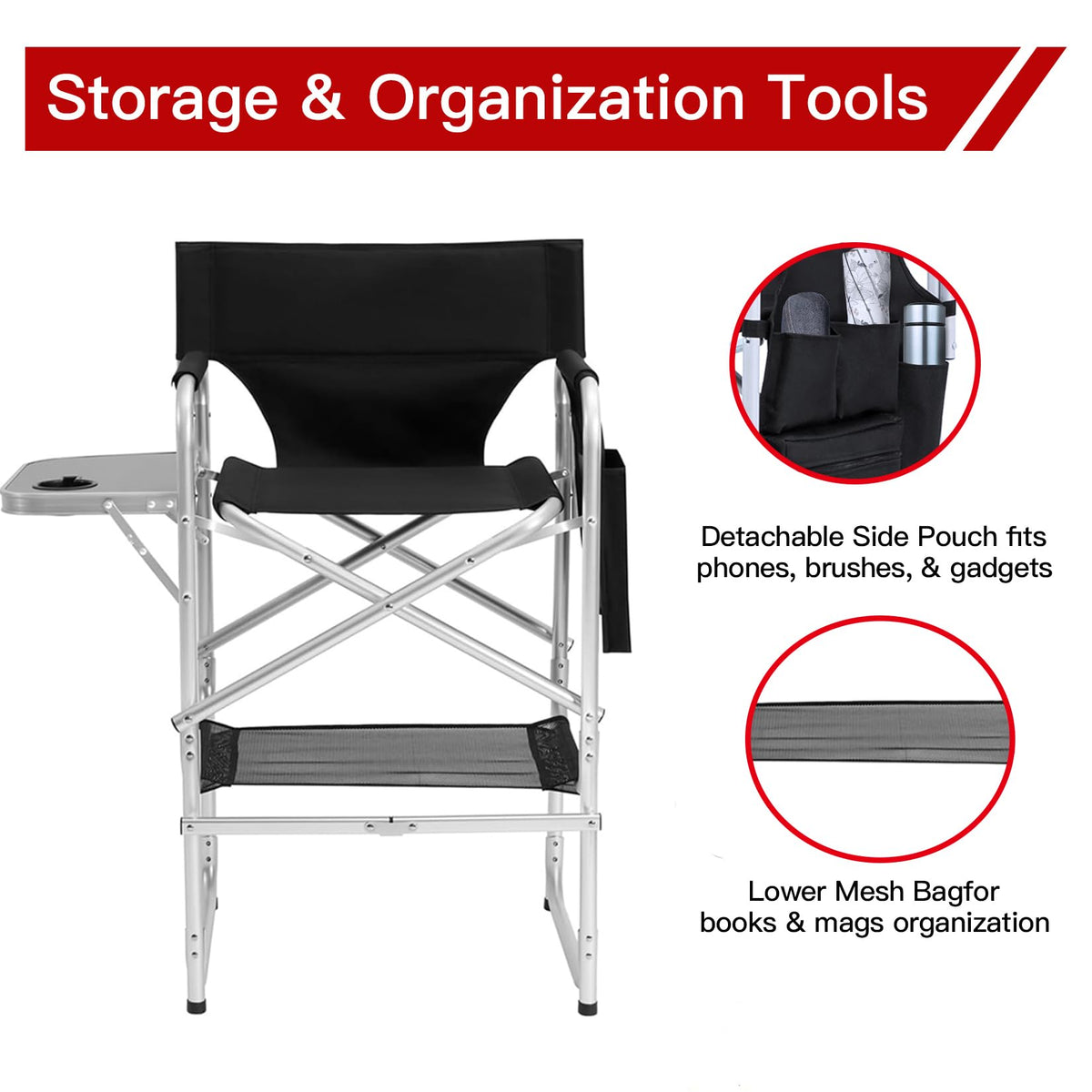 ZIXNEXKOO director chair with foam armrests enhances comfort during long sessions