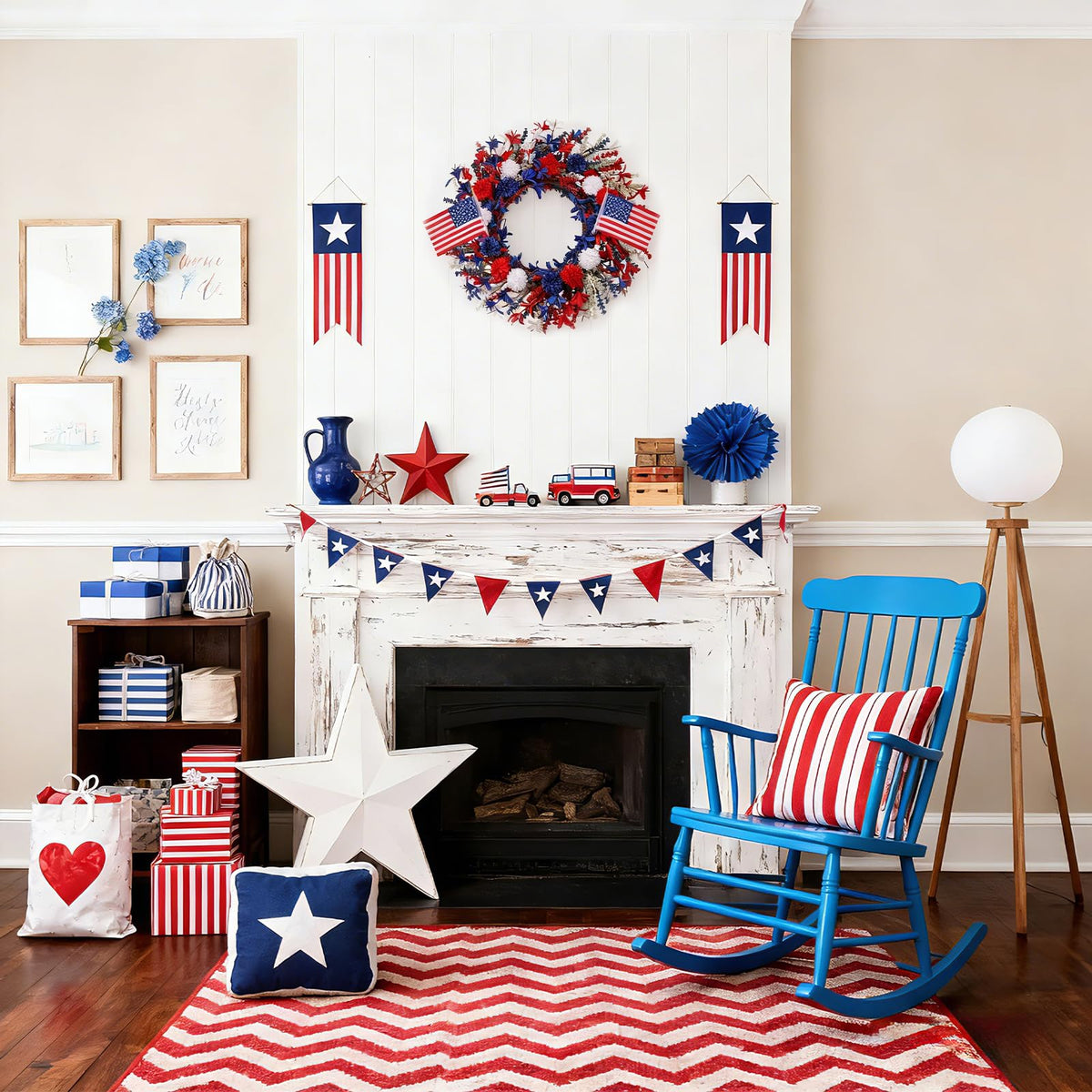 zjlmit wreath offers a timeless red white blue seasonal charm.