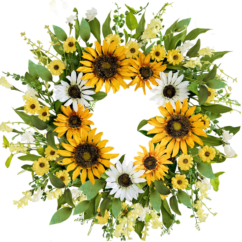 zjlmit spring wreath with sunflowers adds vibrant curb appeal to your front door