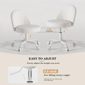 Zkfhome Velvet Vanity Chair anti-slip wheels protect floors during use.