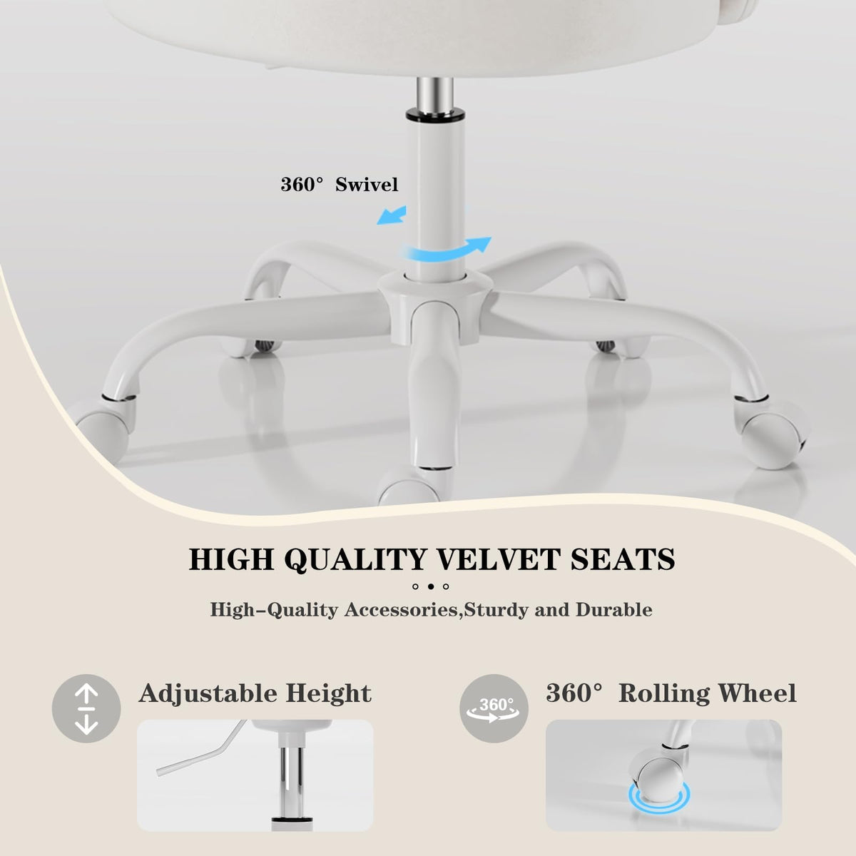 Zkfhome Velvet Vanity Chair armless design saves space under a desk.