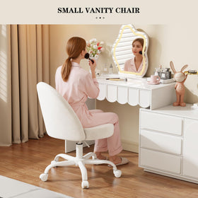 Zkfhome Velvet Vanity Chair wheels enable smooth movement across desks.