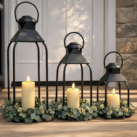 ZLFart decorative metal lantern 20-inch for indoor or outdoor use, enhances wedding table decor.