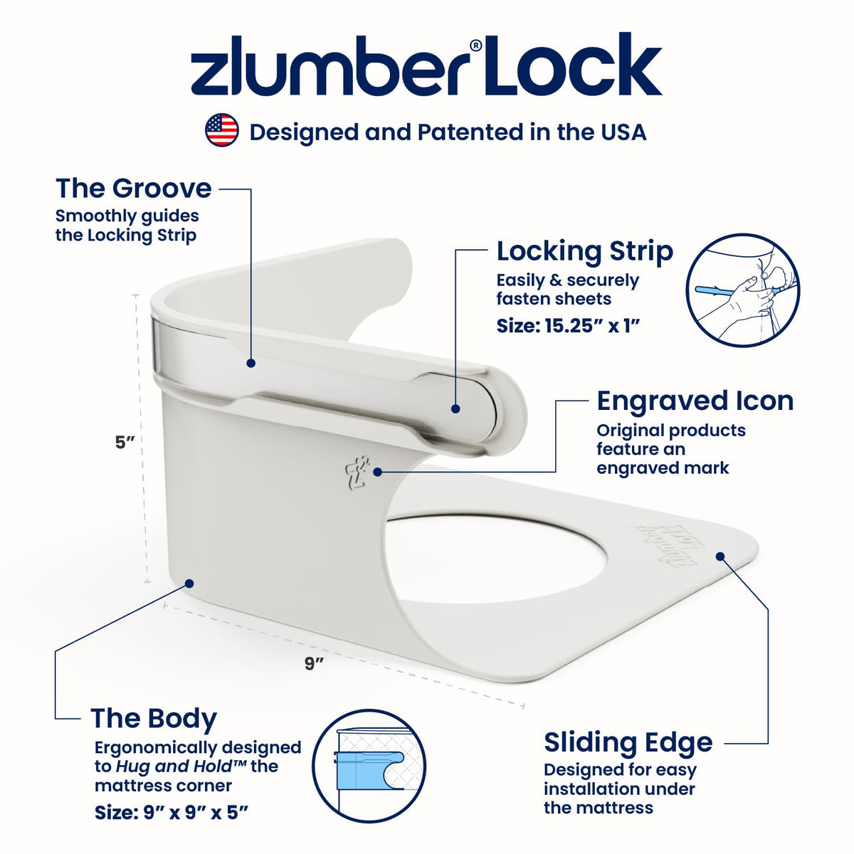 ZlumberLock strap system in action keeps bed sheets smooth