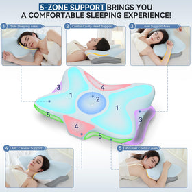 Zmarthumb ergonomic contour pillow aids neck relief for side sleepers