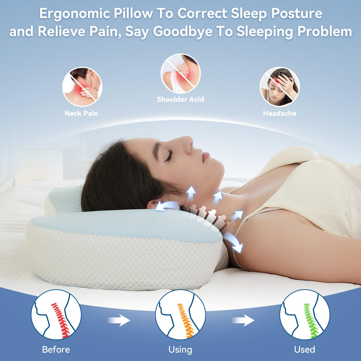 Zmarthumb memory foam neck pillow contours to neck for relaxed muscles