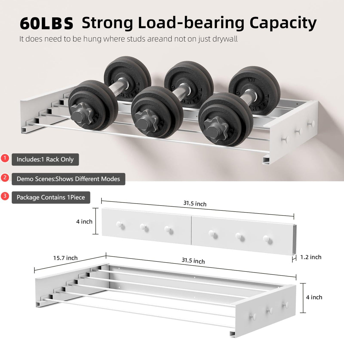 Folded rack flat against the wall for easy storage