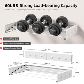 Folded rack flat against the wall for easy storage