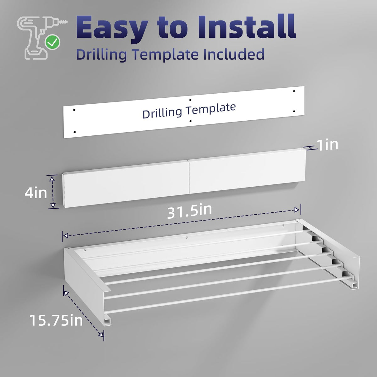 ZMBESUP fold out rack extended, revealing five aluminum rods for garments