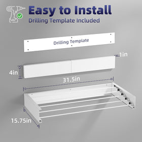 ZMBESUP fold out rack extended, revealing five aluminum rods for garments