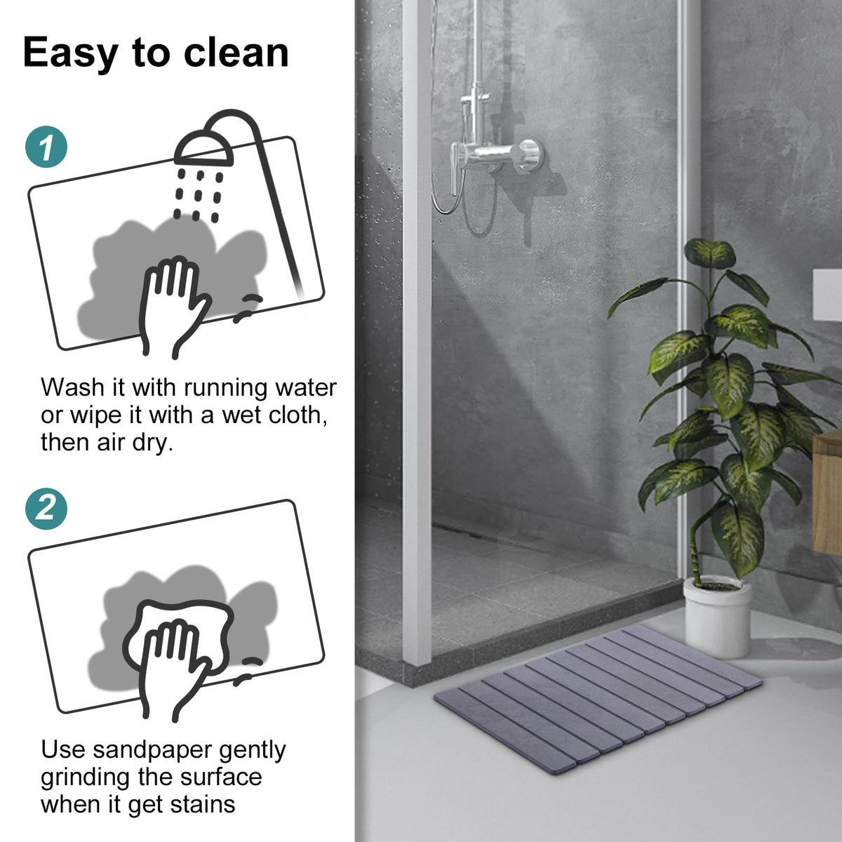 zmnklry dark grey bath mat complements any bathroom décor