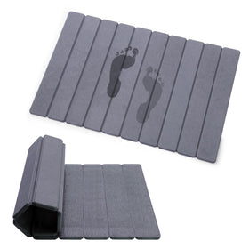 zmnklry foldable diatomite bath mat folded shows space-saving design and quick-drying capability