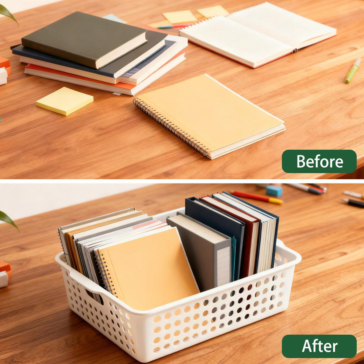 Zmpkhba document-storage basket keeps letter-size papers organized.