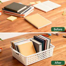 Zmpkhba document-storage basket keeps letter-size papers organized.