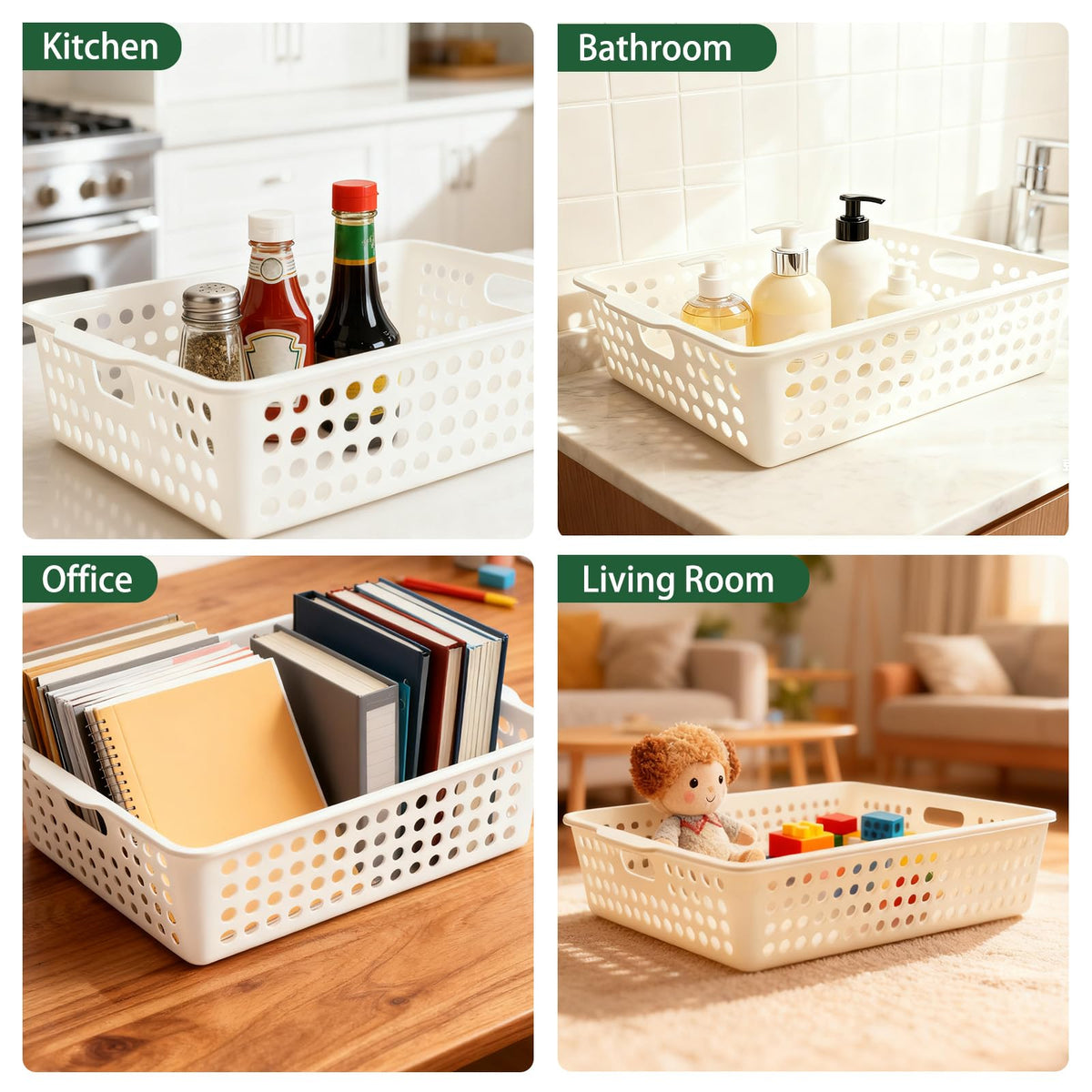 Zmpkhba easy-clean stackable basket suitable for home or office use.