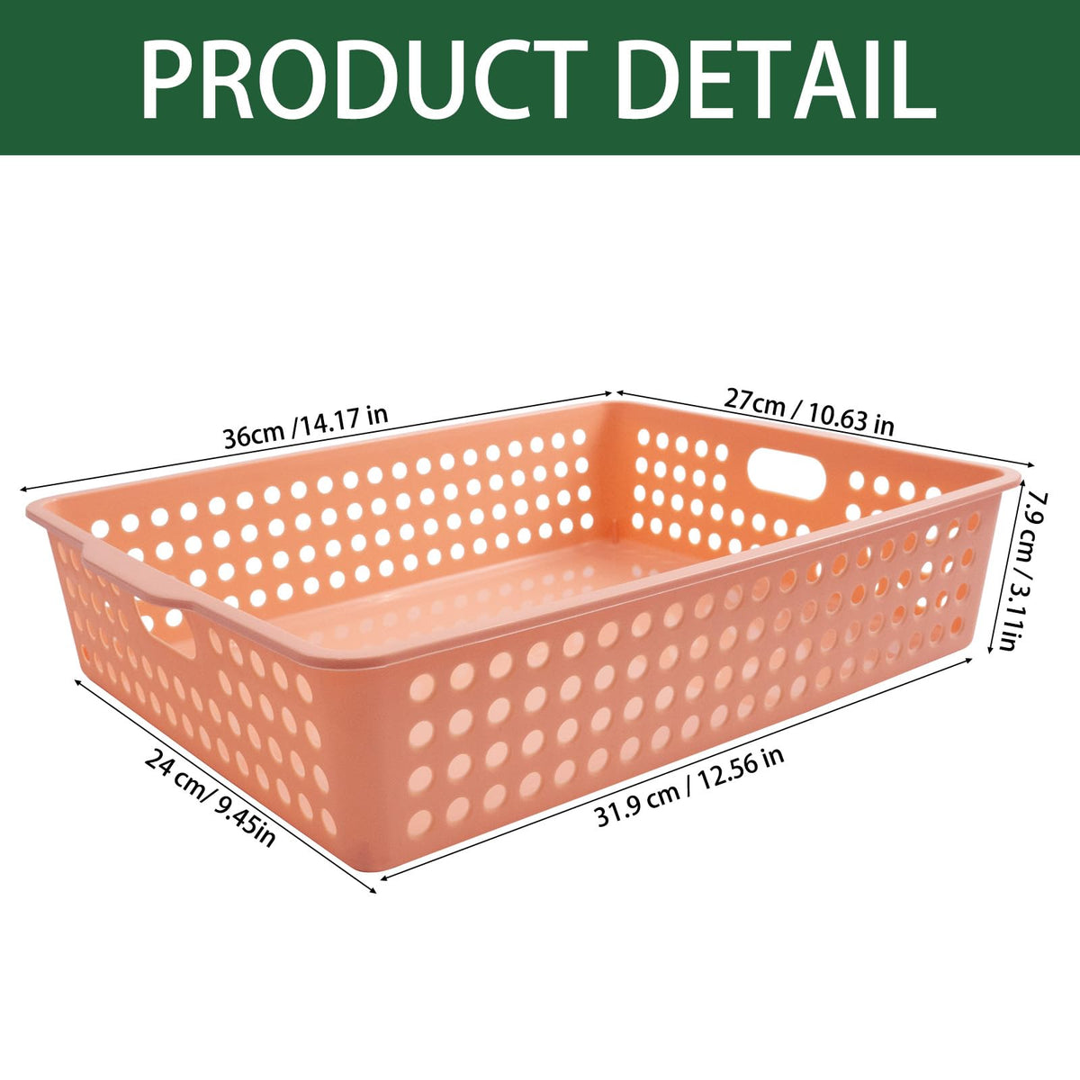 Zmpkhba pastel pink paper organizer basket with handles for simple file organization.