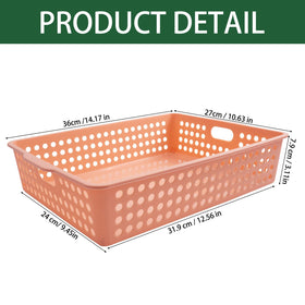 Zmpkhba pastel pink paper organizer basket with handles for simple file organization.