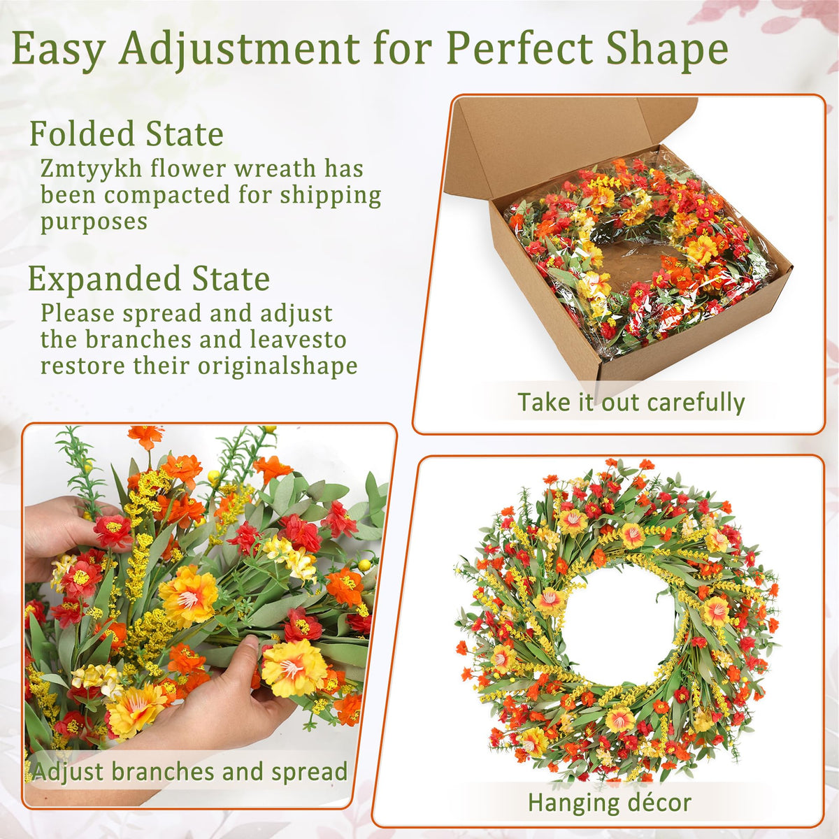 Zmtyykh artificial flowers and berries provide durable decorative detail year round.