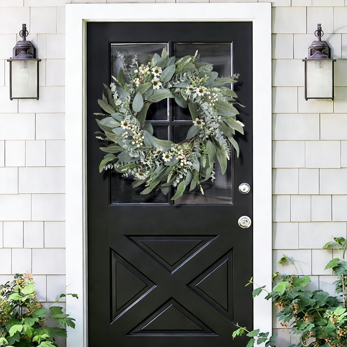Zmtyykh greenery wreath close-up showcases premium materials and natural-looking texture