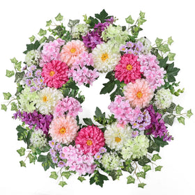 Zmtyykh 24 inch wreath close-up highlighting lifelike petals and colors for curb appeal