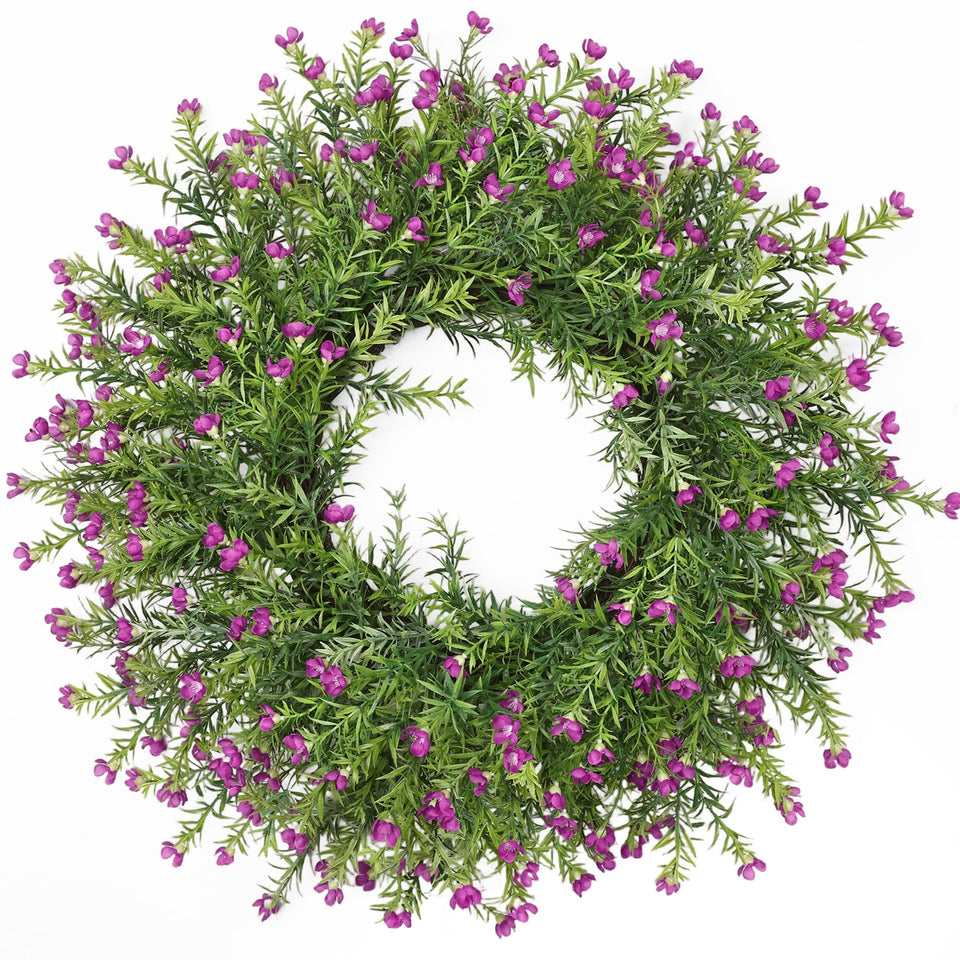 Zmtyykh realistic 24in babys-breath wreath front door with lifelike florals for curb appeal