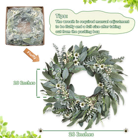 Zmtyykh white daisy centerpiece on eucalyptus wreath brightens any wall or door