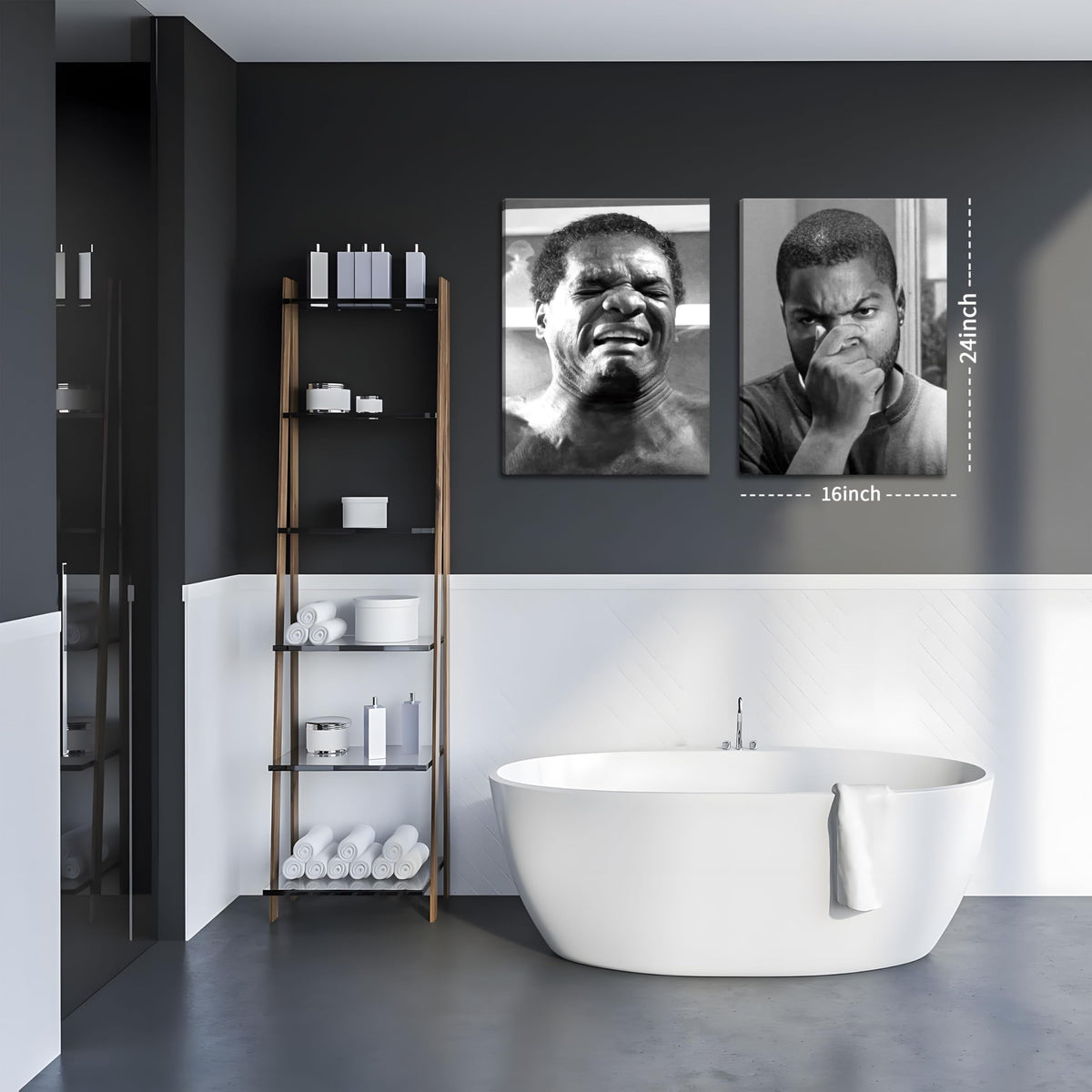 ZNHART black-and-white humor bathroom canvas prints offering timeless style